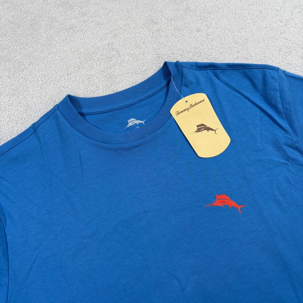Tommy Bahama Mens Palace Blue Rumbuddy Up There Likes Me Graphic T-Shirt M NWT